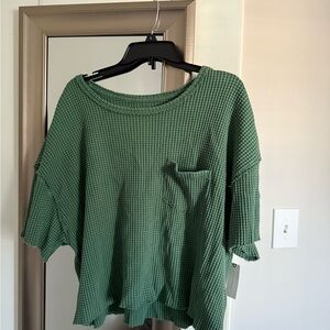 Pilcro Green Waffle Knit Blouse